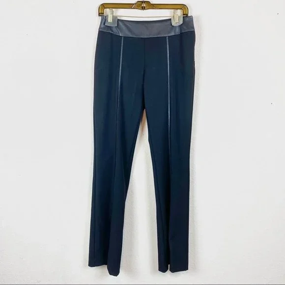 Cache Black Faux Leather Stripe Pants
